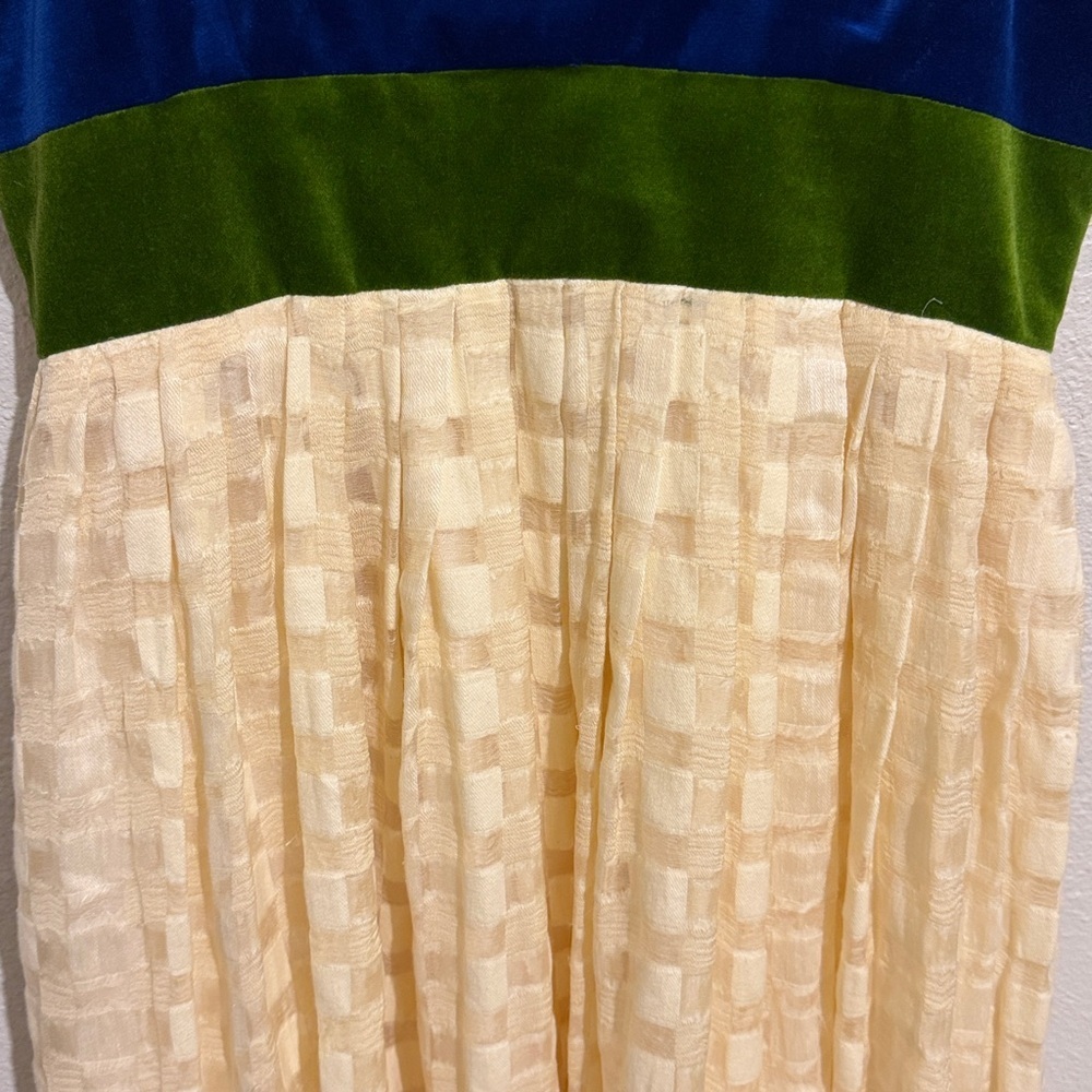 Anthropologie Madchen Velvet Bodice Flocked Silk Dress Cotton Medieval - Picture 6 of 9